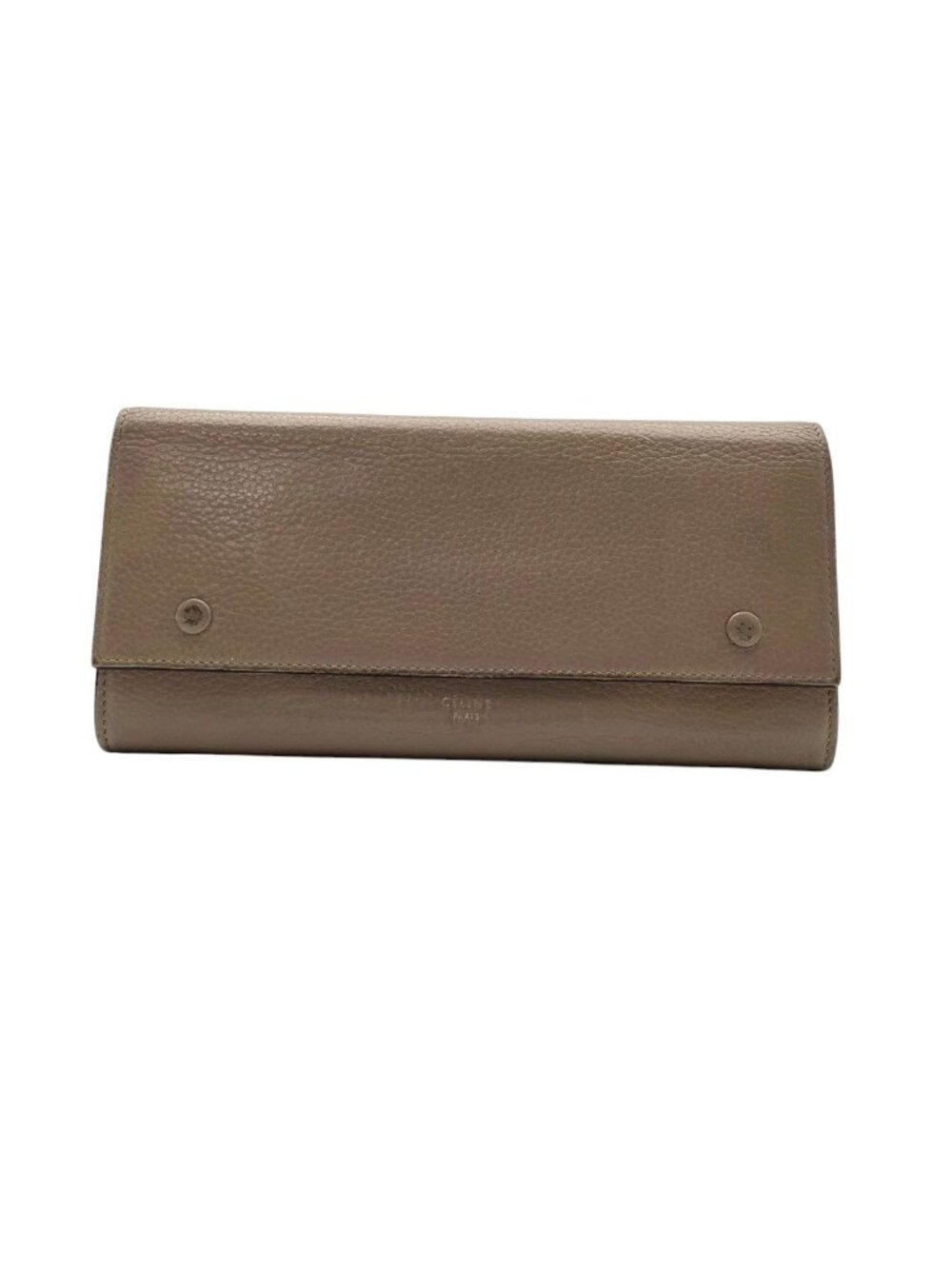 Celine Wallet Flap Leather Beige Gold Classic Vintage Retro Daily Outing - Picture 2 of 10
